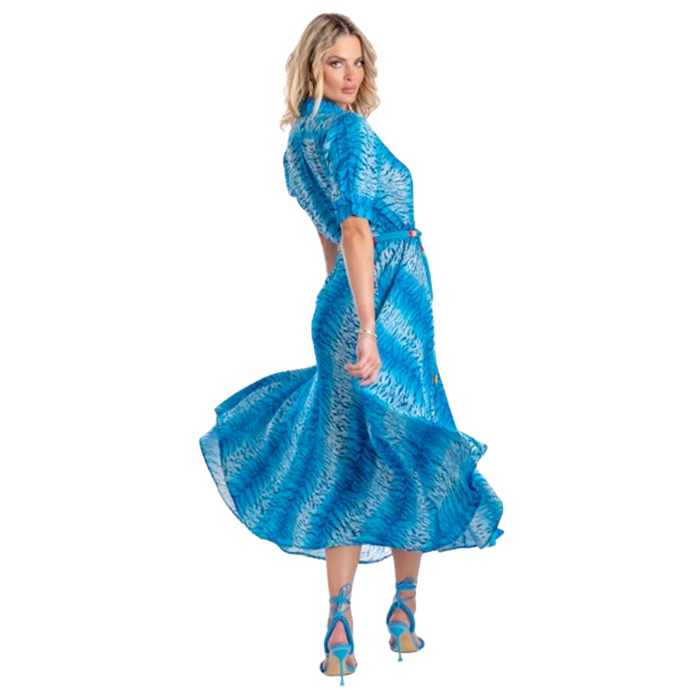 Pin-Up Chemisier Mussola Di Viscosa Con Cintura Stampa Tigre