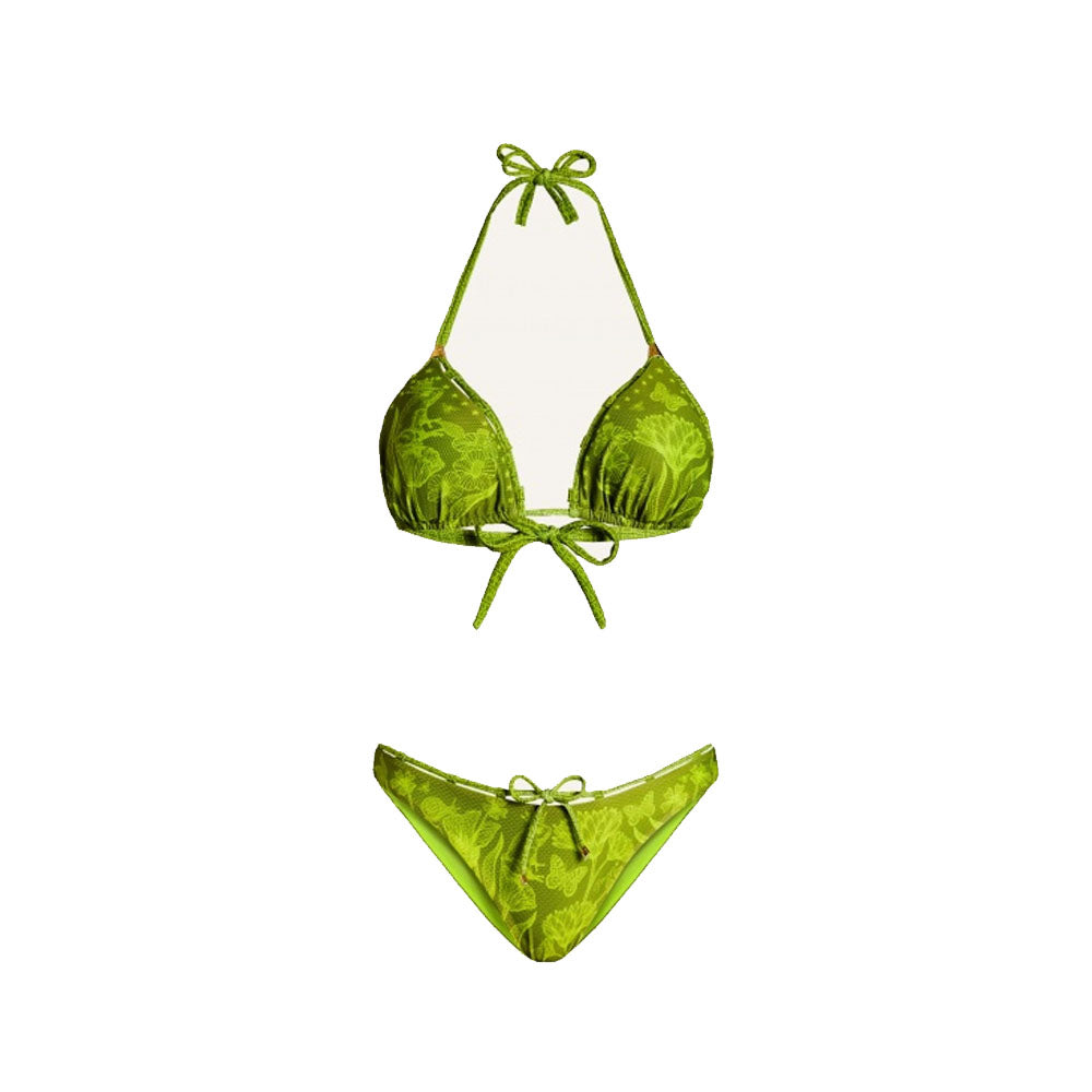 Pin-Up Biki Triangolo Imbottito Slip Culotte Tessuto Rete Nido D'Ape Stampa Principe
