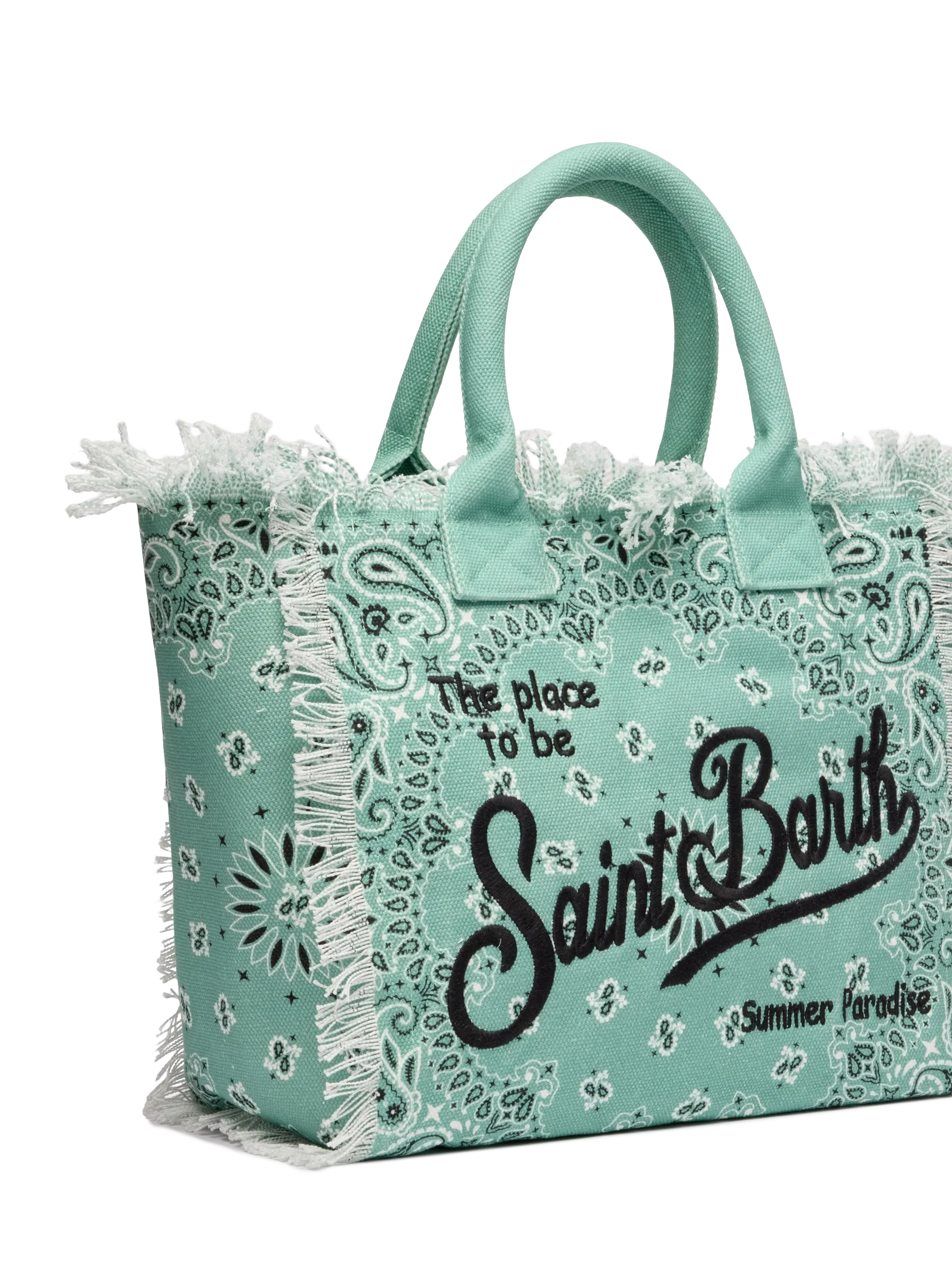 Borsa Sain Barth Canvas scritta ricamata