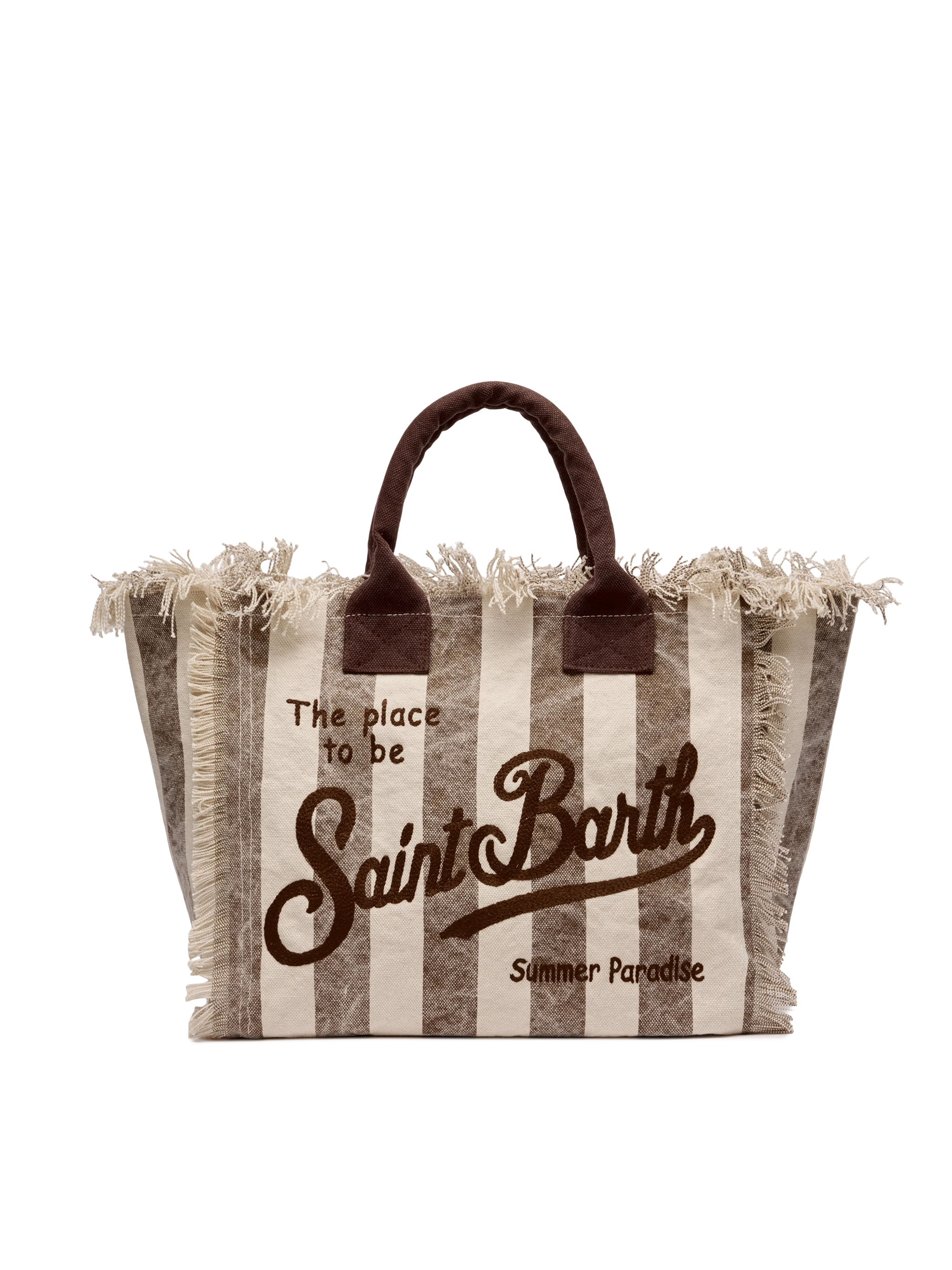 Borsa saint barth righe marroni