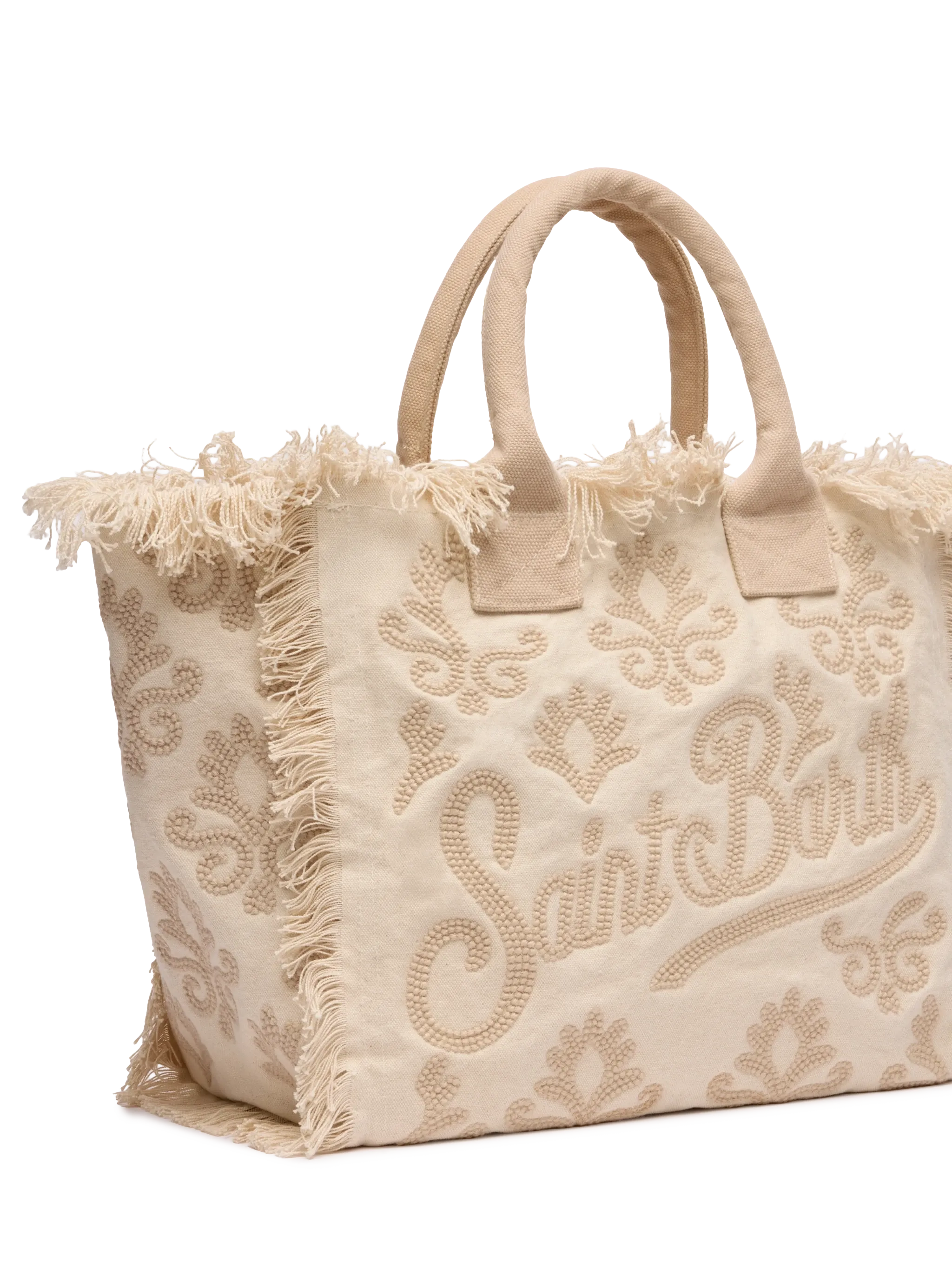 Borsa Saint Barth Canvas Beige e Bianca
