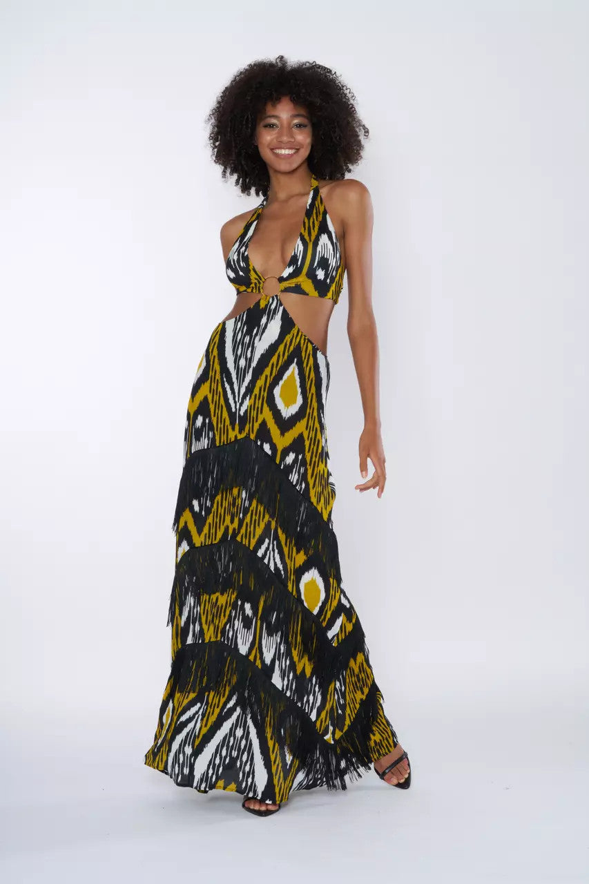 Miss Bikini Abito cut out con balze e frange