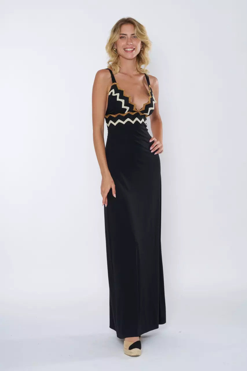 Miss Bikini Abito lungo con inserti zig zag in lurex