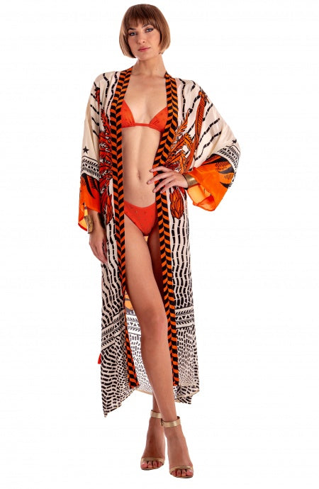 Pin-up KIMONO LUNGO STAMPA TIGER SUN