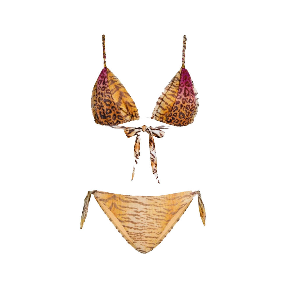 Pin-Up Bikini Triangolo Imbottito Crepon Lamè Stampa Tigre