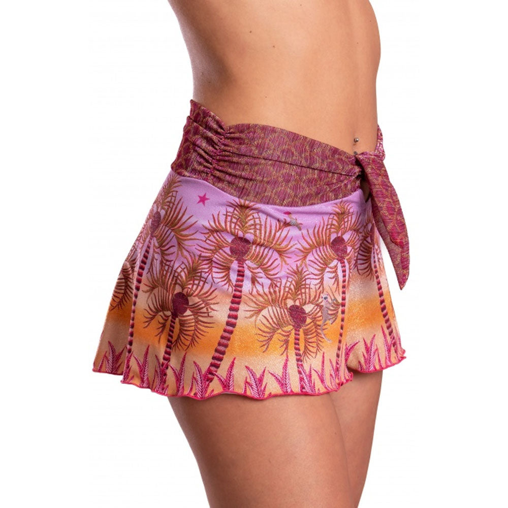 Pin-Up Short Piquet Lurex Con Fascione Crepon Lamè Palm Paradise